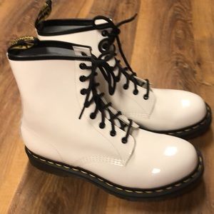 Dr. Martens White Patent Leather Size 10 Boots NWOT